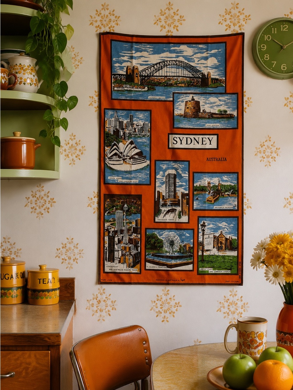 Vintage Kitchen Linen Tea Towel Sydney Australia Souvenir Historical Sites Heil